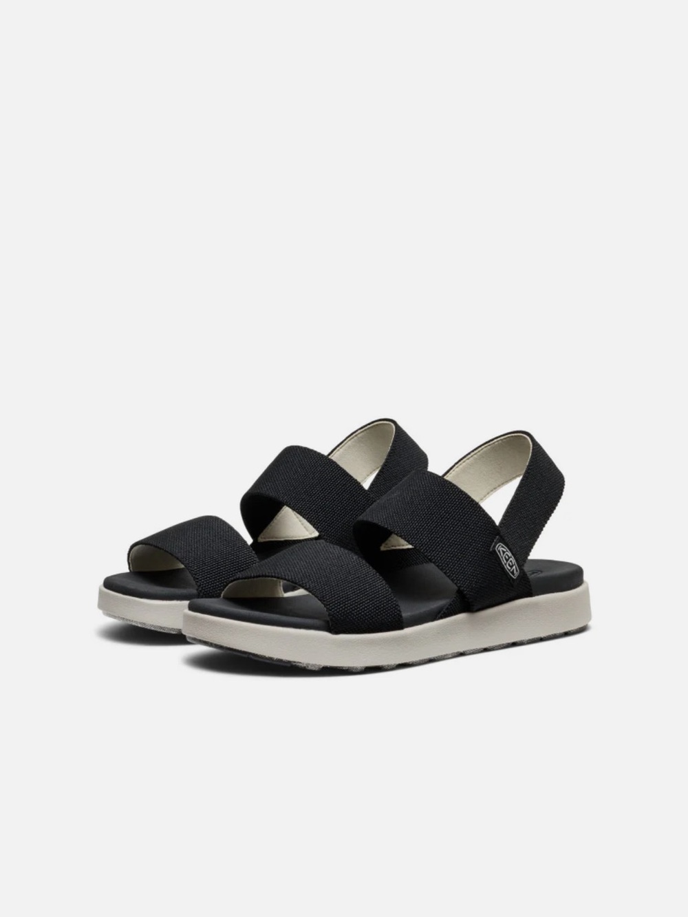 Womens Black Strap Sandals with White Sole